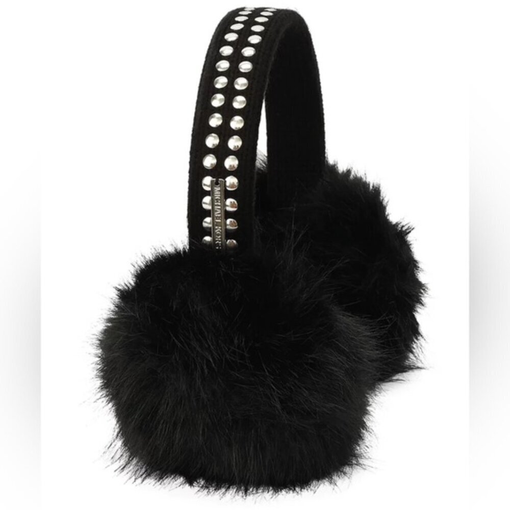 NEW Michael Kors Black Silver Studded puff women's earmuffs Insulated Warm